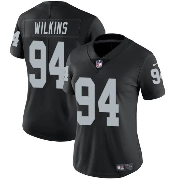 Women's Las Vegas Raiders #94 Christian Wilkins Black Vapor Football Stitched Jersey(Run Small)